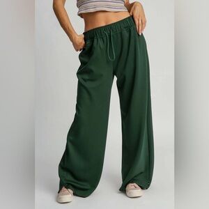 Umgee Elastic Drawstring Waistband Wide Leg Pants